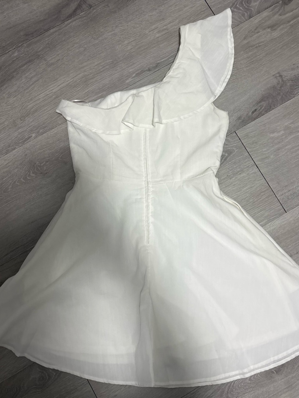 Francesca's Collections White One-Shoulder Ruffle Dress - Picture 2 of 3